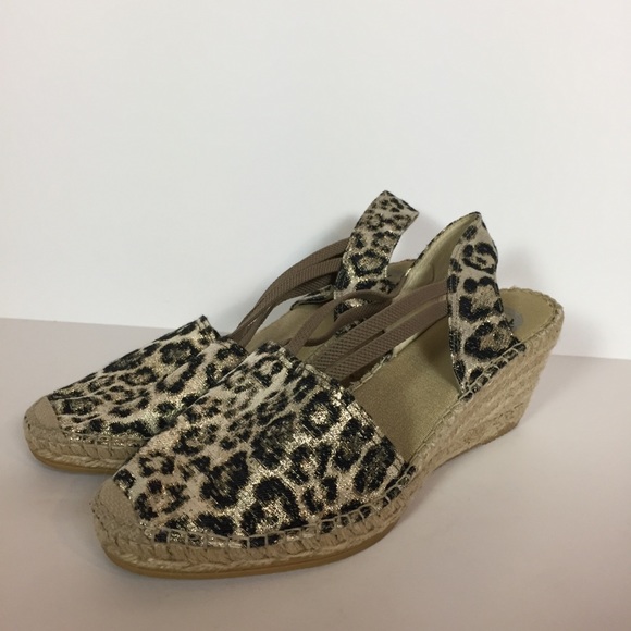 Vidorreta SZ 40 Metallic Leopard Wedge Espadrilles - Picture 1 of 7
